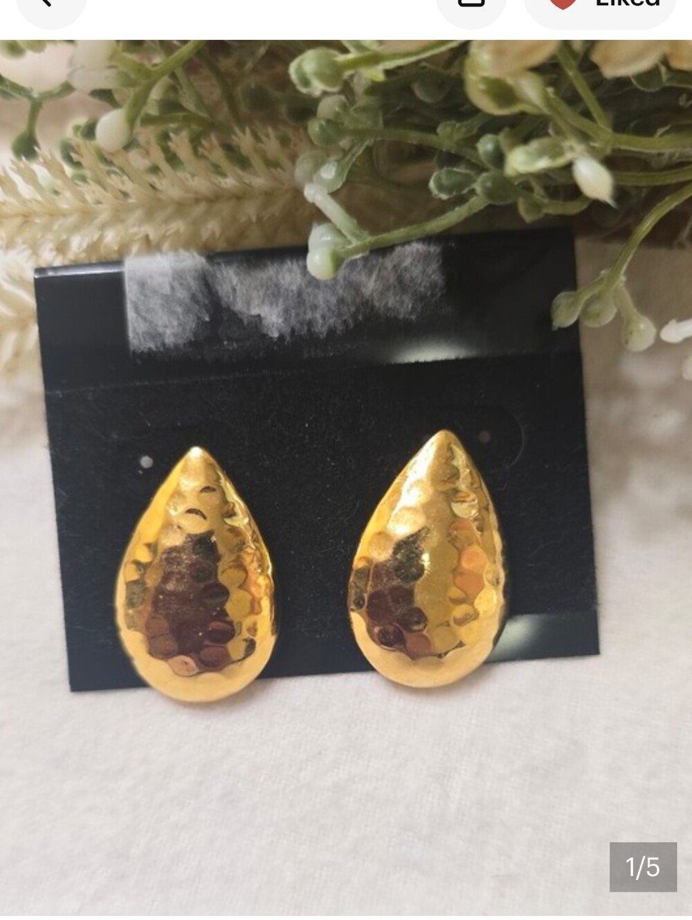 Gold Hammered Teardrop Earrings